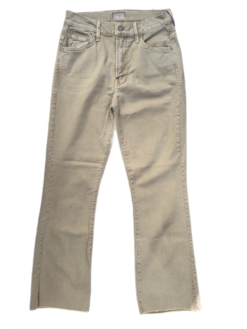 MOTHER The Insider Ankle Fray Chalk It Up Neutral Mid Rise Flare Jeans Size 27